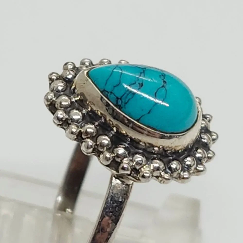 ring 925 sterling silver‎ turquoise size 7